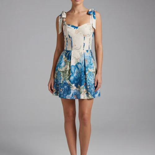Φόρεμα Μπλε Floral Μίνι