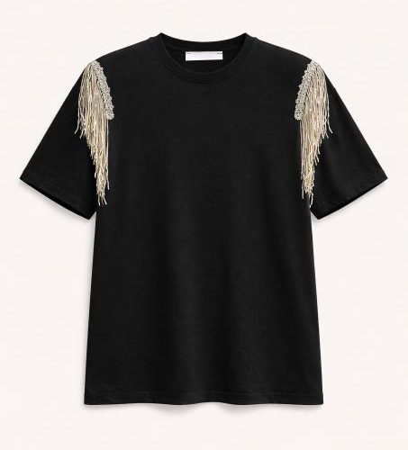 T-Shirt Μαύρο με Κρόσσια & Παγιέτες