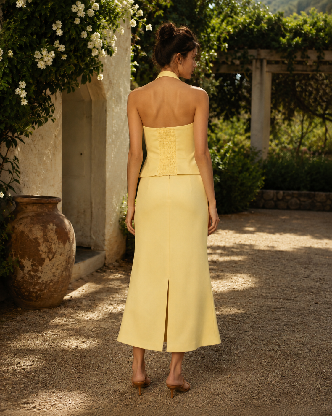 Κίτρινο Σετ Lumina – Halter Top & Midi Φούστα - Image 2