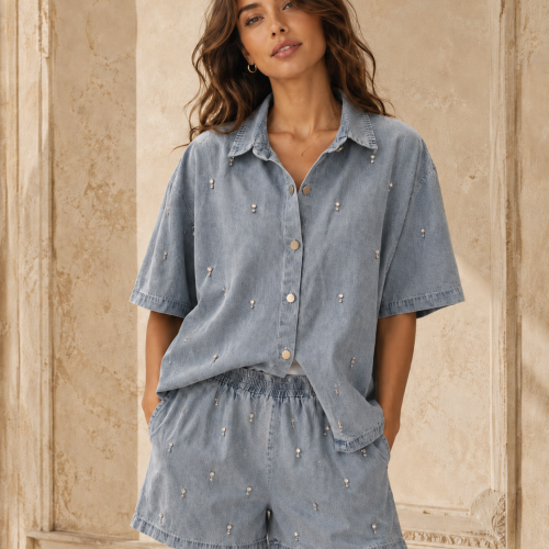 Denim Σετ με Στρας