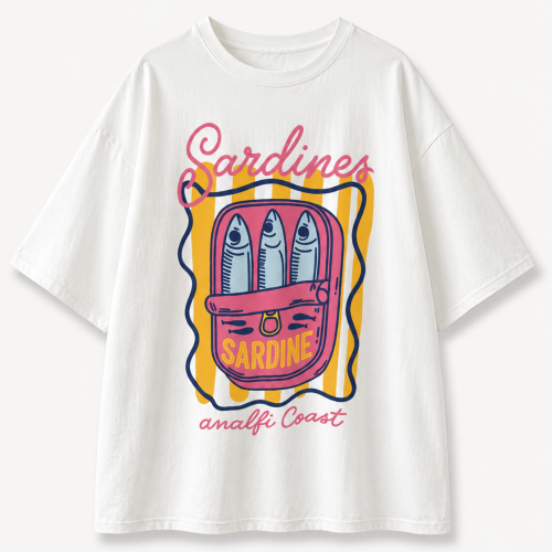 Oversized T-Shirt Sardines Print