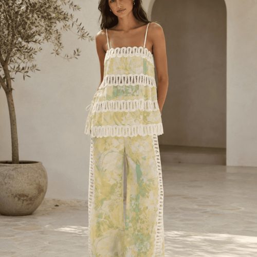 Floral Σετ με Πλεκτές Λεπτομέρειες Ριβιέρα